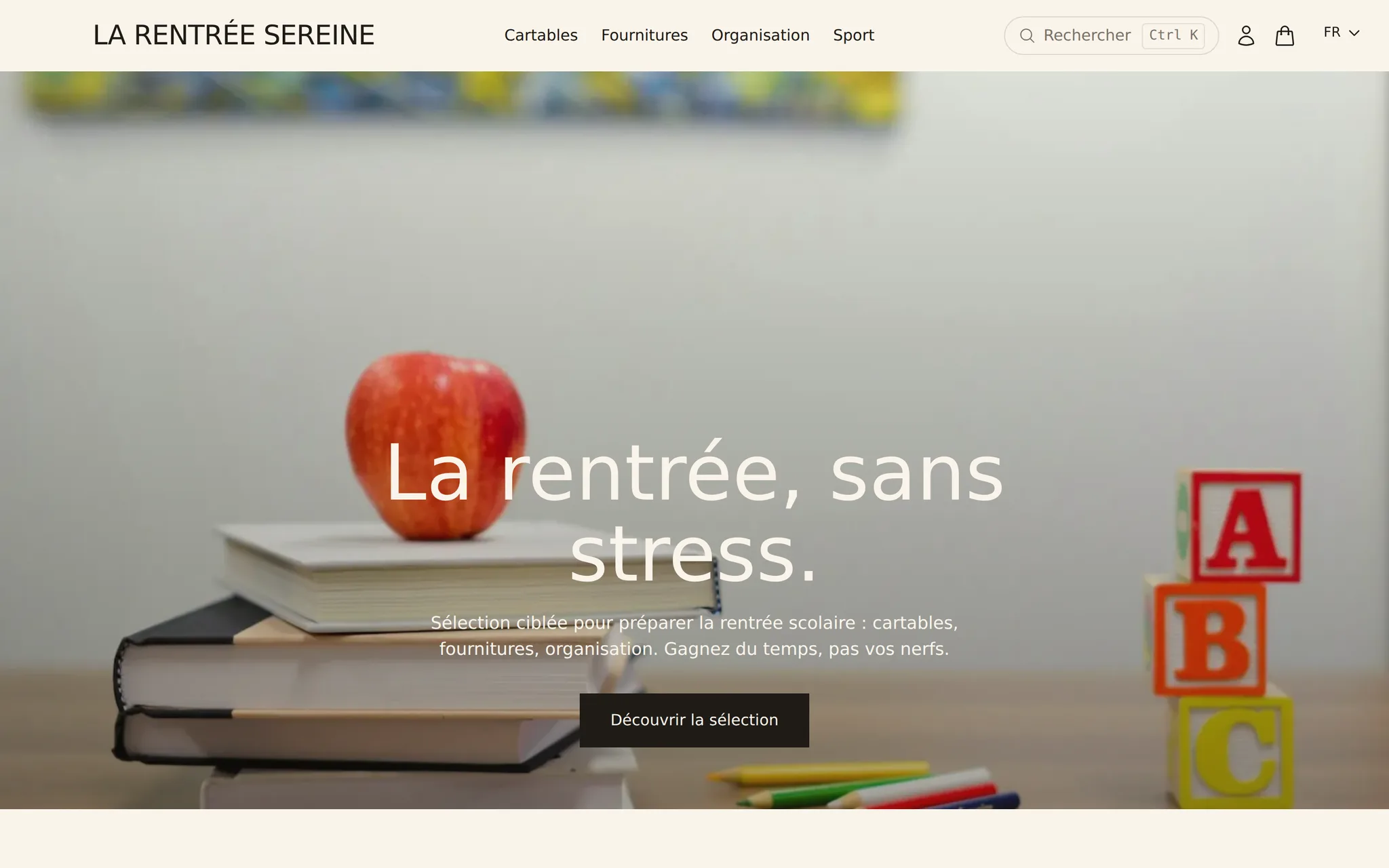 Storefront e-commerce généré par la plateforme : hero produit, recherche instantanée, design premium — capture réelle